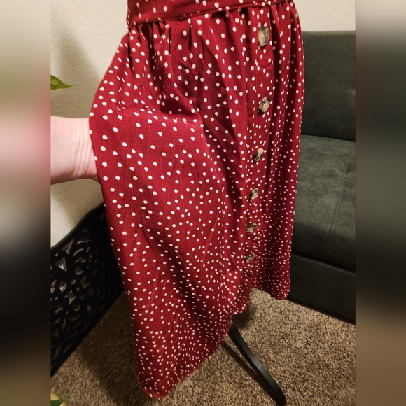 Red polka dot summer dress with pockets - Picture 3 of 8